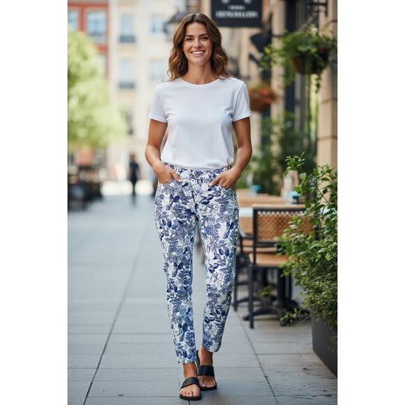 Vineyard Vines Pants - Vineyard Vines Cordia Floral Women's White Denim Skinny Jeans Size 2 28" inseam